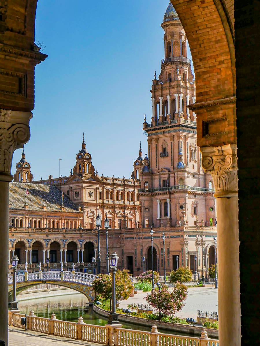 Plaza de España in Seville with its bridges and canal