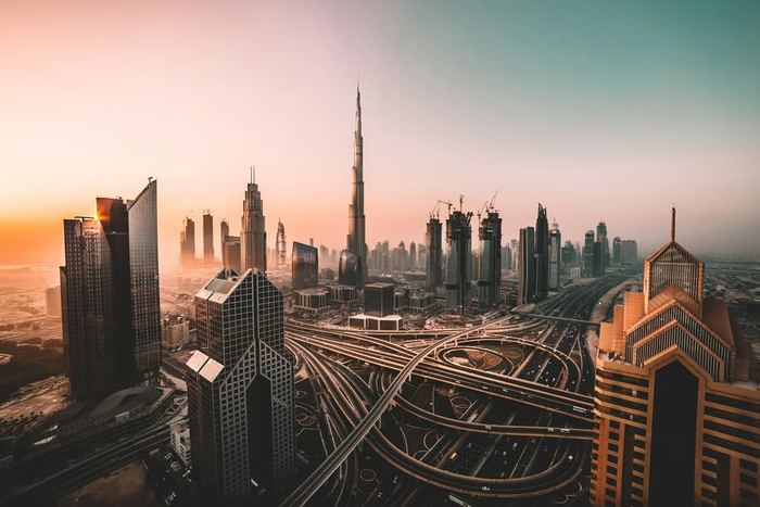 Dubai’s high-rise skyline along Sheikh Zayed Road